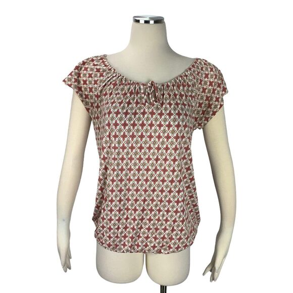 Old Navy Medium Blouse Diamond Pink Rayon Stretch M Summer Casual Boho - Picture 1 of 6